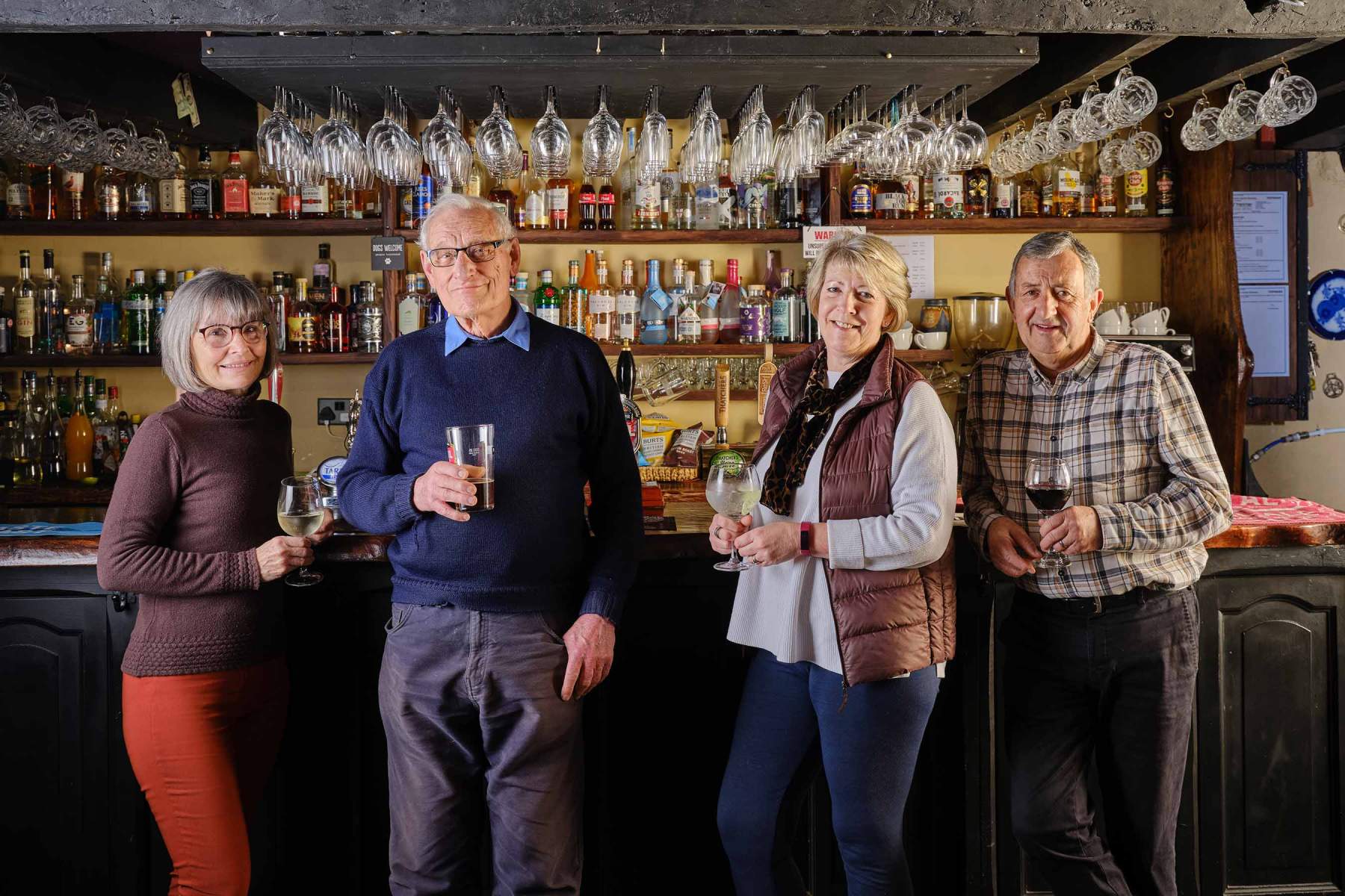 Locals at the Cridford Inn. John and Caryll Siddorn and Ali and Mike Chadwick