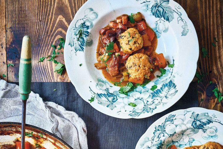 Beef stew with herb & mustard dumplings recipe