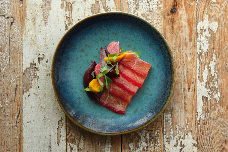 Beetroot Cured Salmon. Recipe by Gareth Head, head Chef at The Crabshell Inn