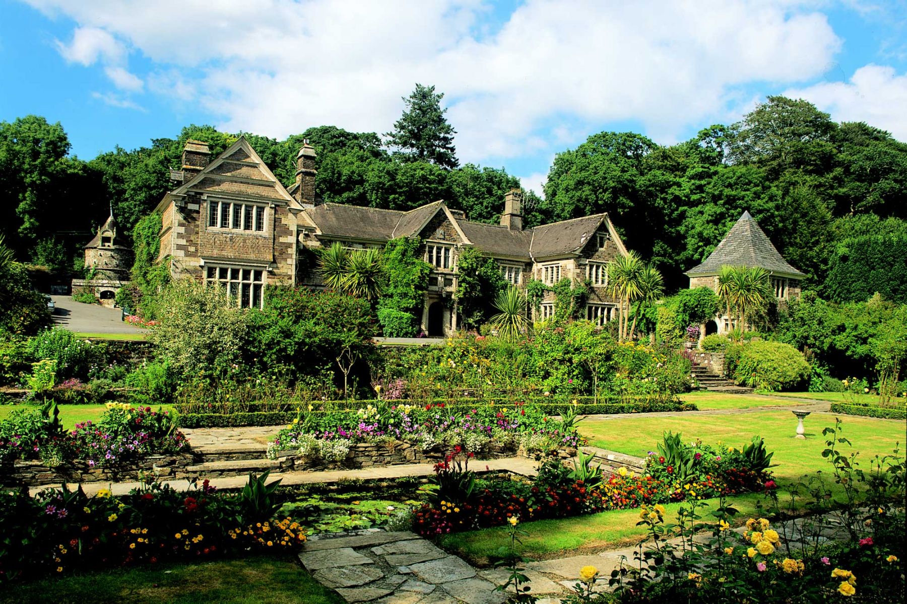 Exterior and gardens of Lewtrenchard Manor