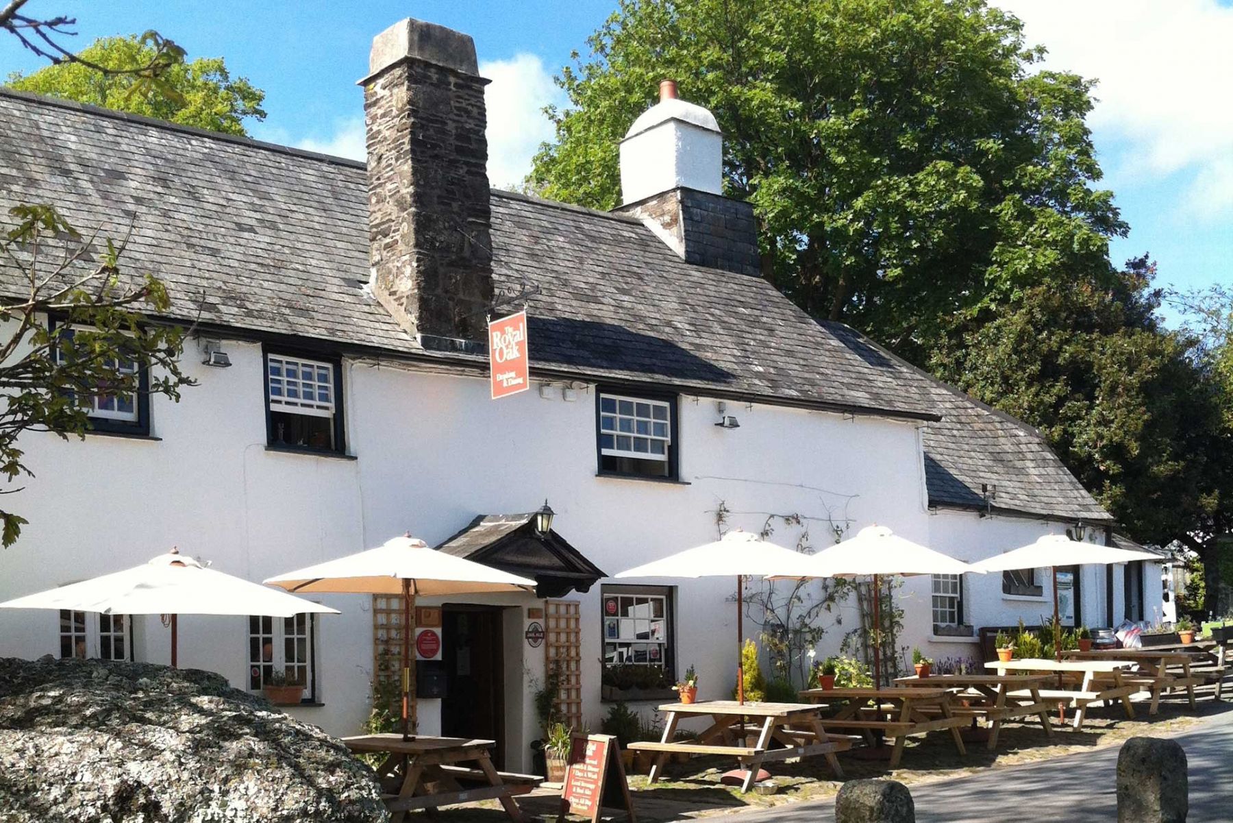 Outside seating at the Royal Oak in Meavy