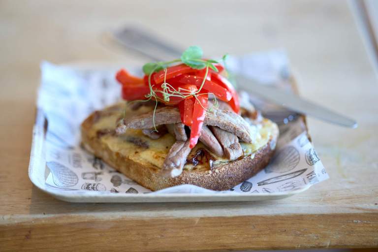 Open beef sandwich. Served at Venus in Teignmouth