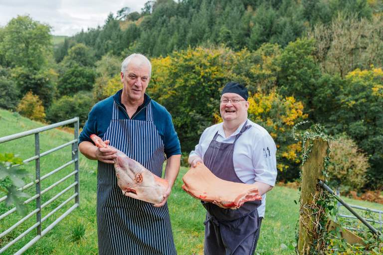 Tony Wills, Butcher and Eliot Seabourn-Wren, owner and chef, The Carlton Hotel