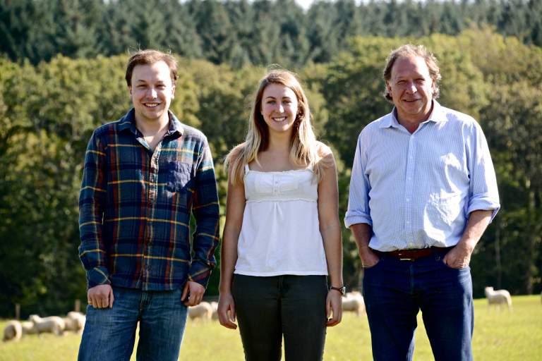 Mark Bury, with his children Anna and Hamish, has been selling top quality beef, pork and lamb at Eversfield Organic for 15 years