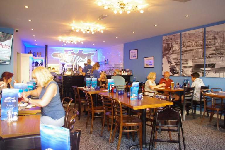 Inside Simply Fish restaurant in Brixham