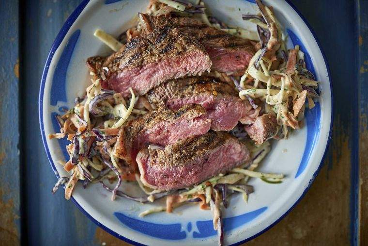 BBQ'd beef with chimichurri slaw