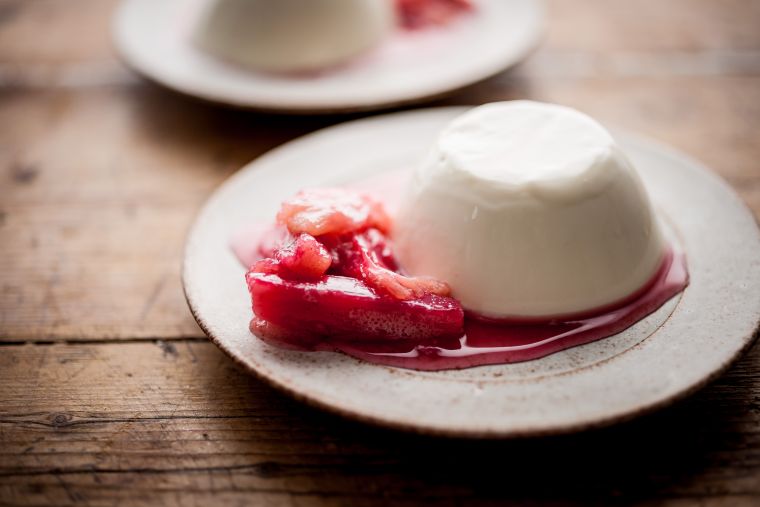 Panna cotta with rhubarb sugar syrup recipe